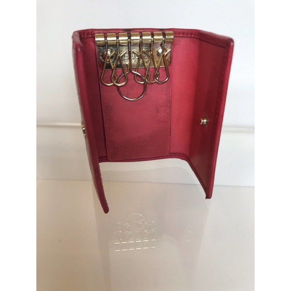 Vintage GUCCI Key Holder, Red with Gold, Micro GG Key & Card case, Guccissima - Picture 9 of 15